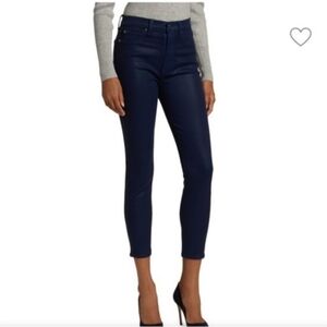 7 For All Mankind Navy Waxed High Rise Skinny Jeans. Women's 28